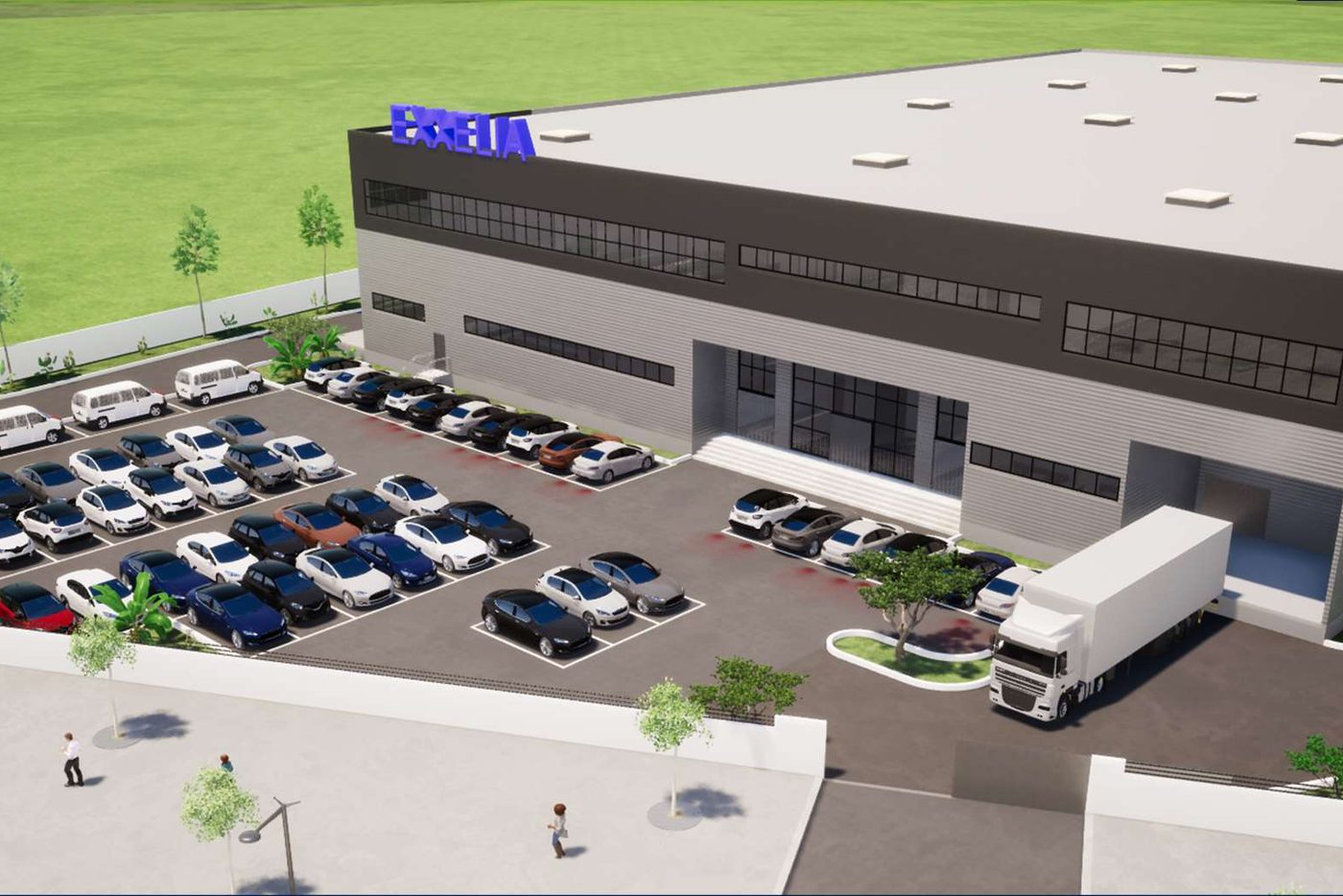 Perspective 3D d'un bâtiment logistique étudié par TCE Project