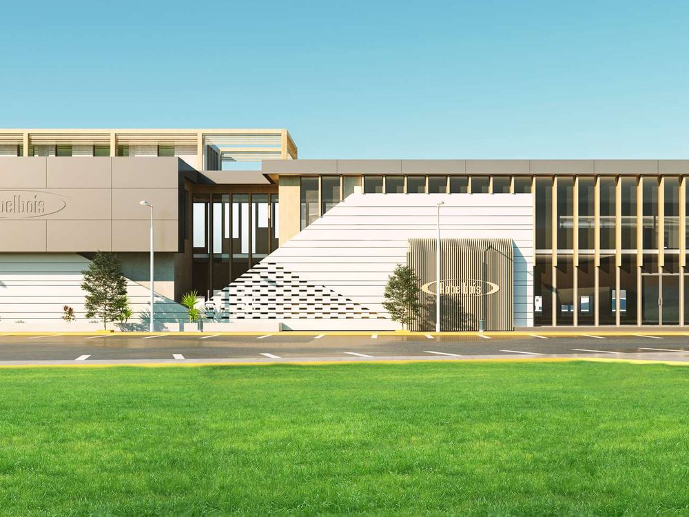 Représentation 3D d'un bâtiment avant construction